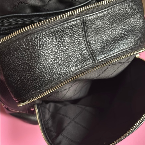 Michael Kors Black Leather Backpack with Silver Accents